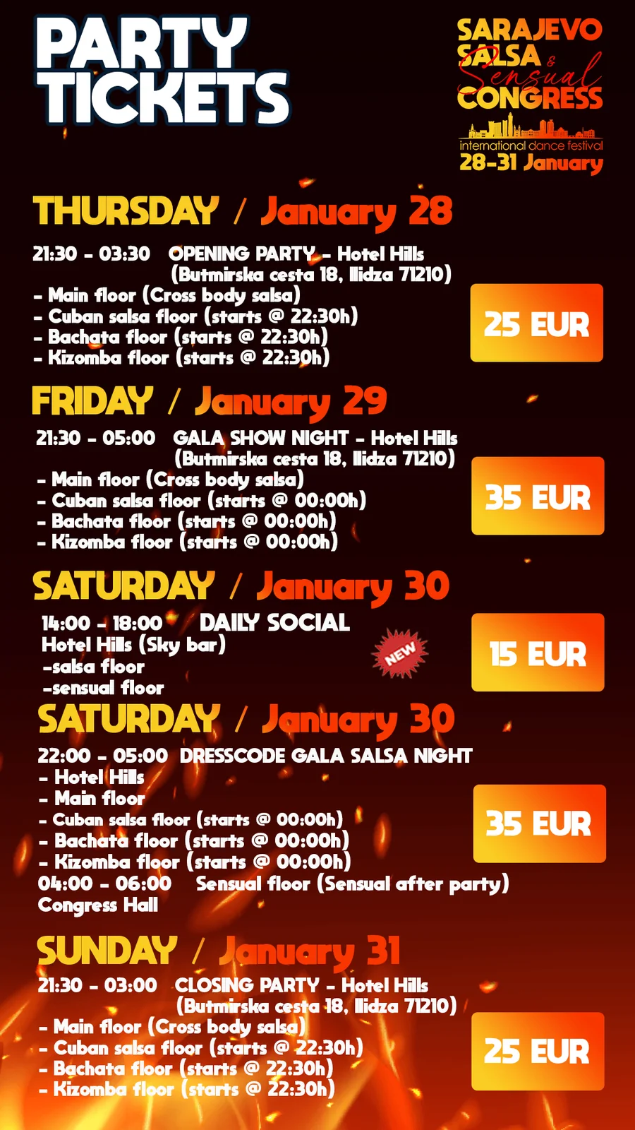 Tickets at the Door &mdash; Sarajevo Salsa & Sensual Congress 2027